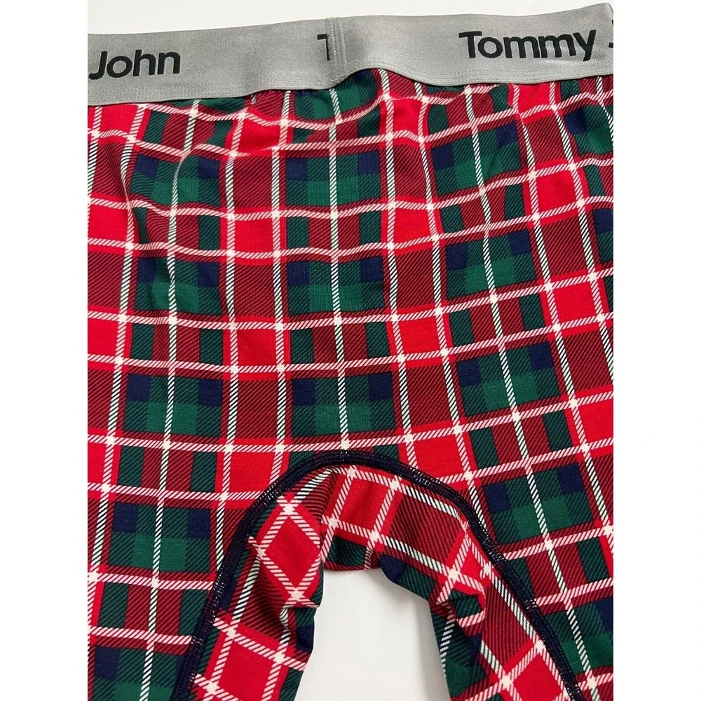 Tommy John Mens Boxer Brief Size Small Christmas Second Skin Haute Plaid Long C6